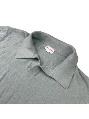 Spier & MacKay Men's Linen/Cotton S/S Johnny Collar Polo Sweater Mint Green • XL